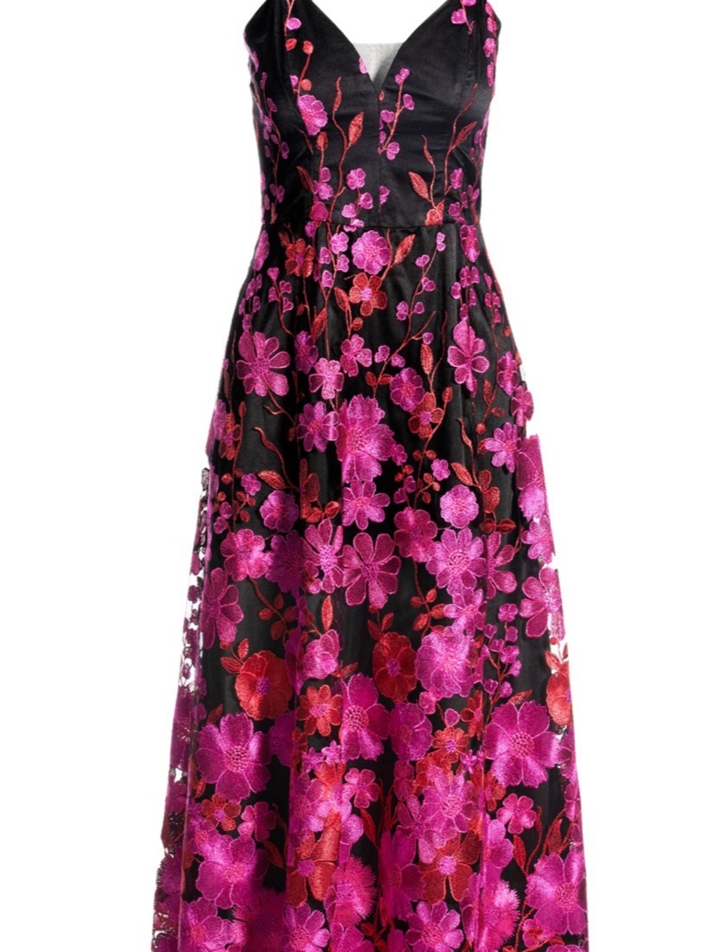 Newish, Boston Proper, Size 2, Floral Embroidered Black Mesh A Line Midi Dress - Picture 5 of 14
